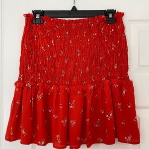 Smocked ruffle hem skirt
